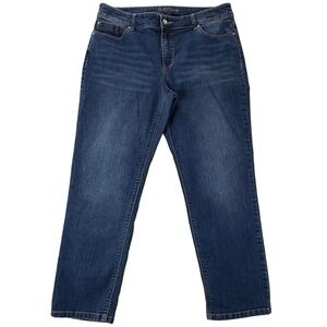 Chico's Platinum Denim Ankle Jeans Embellished Pockets Women's 2 Large Y2K 90s